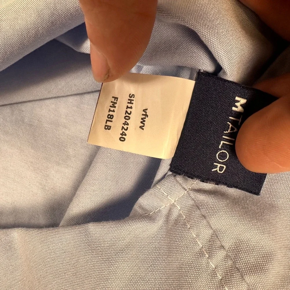 MTailor Mens Light Blue 100% Cotton Button Down Dress Shirt‎ Oxford Long Sleeve